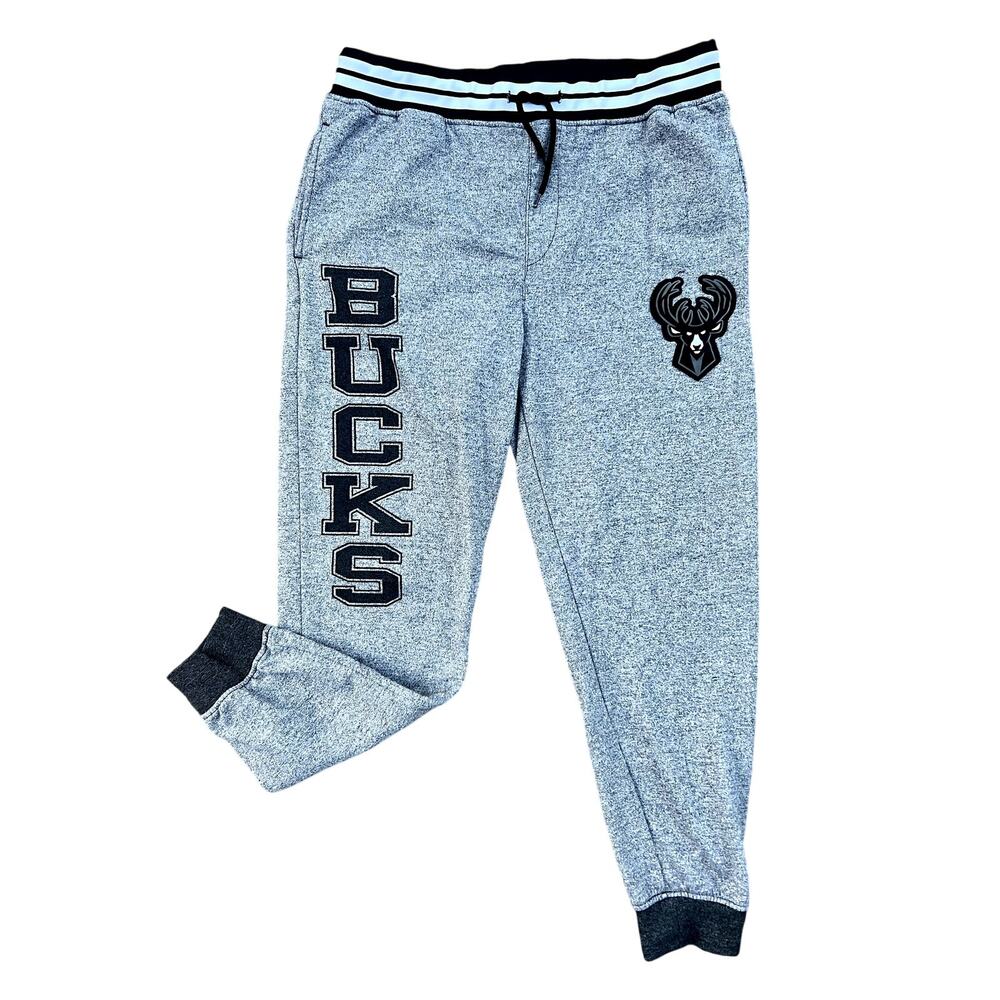 Milwaukee Bucks NBA basketball gray jogger athleisure sweatpants size L